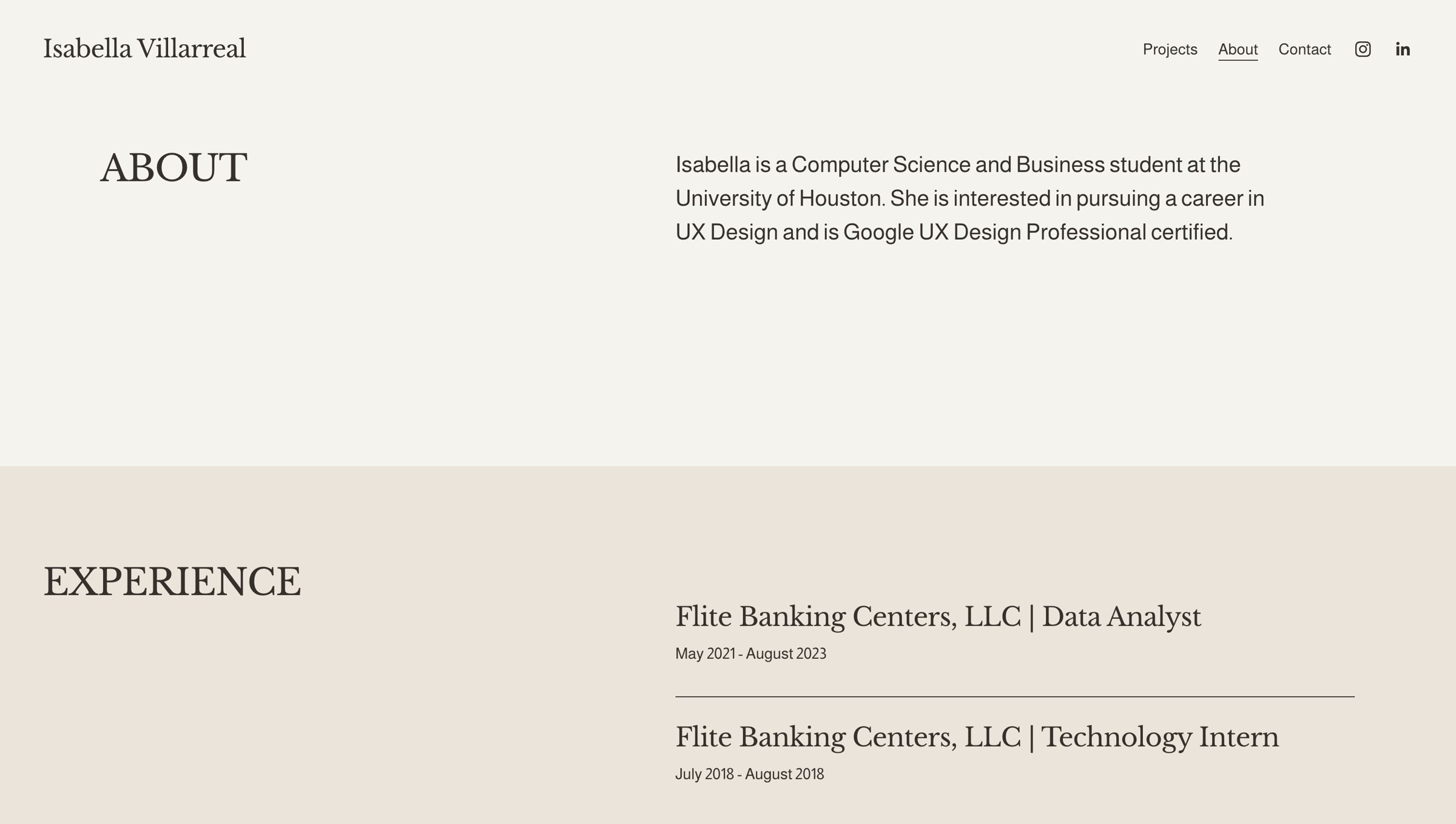 Old Squarespace site: About page