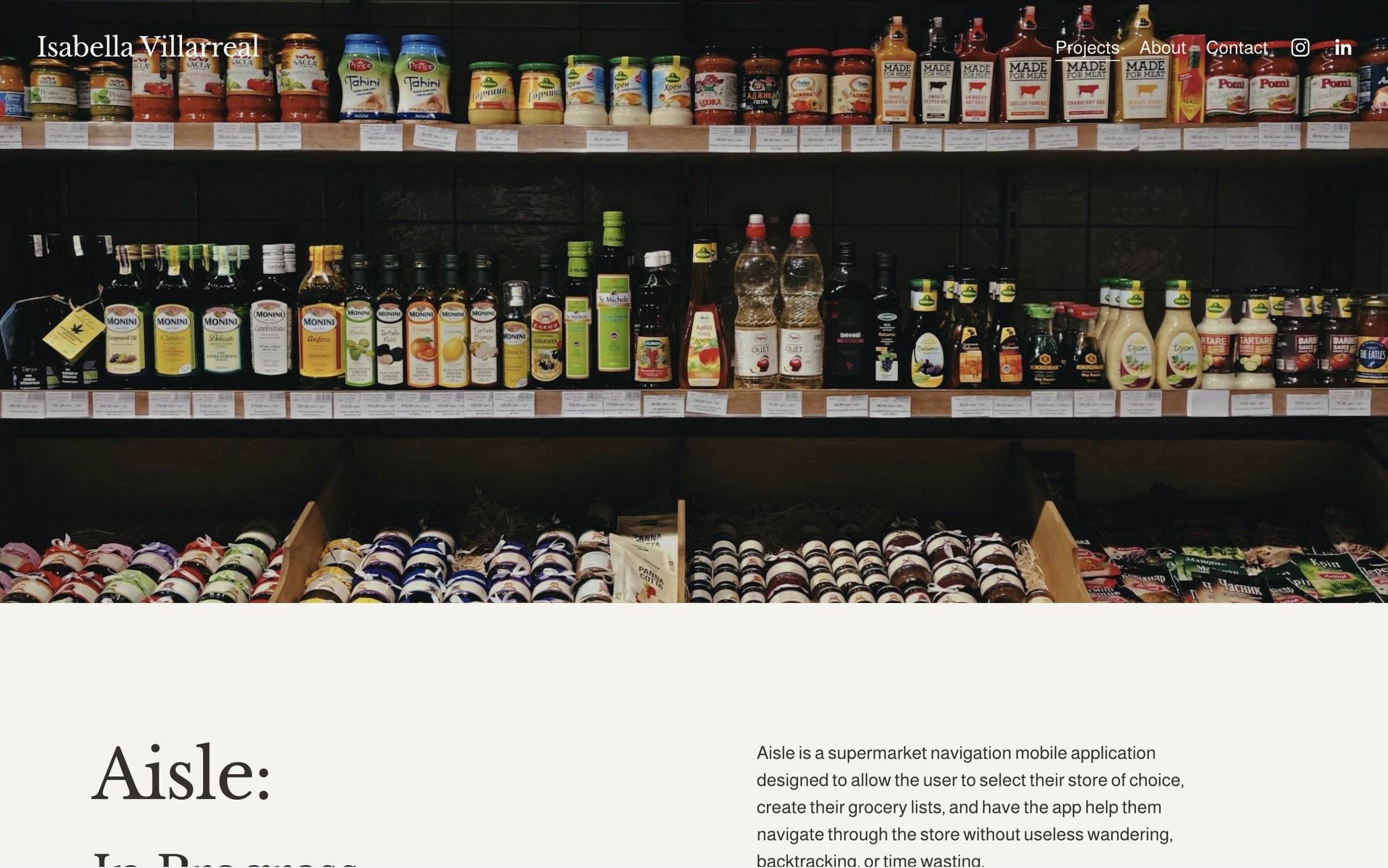 Old Squarespace site: Aisle project page