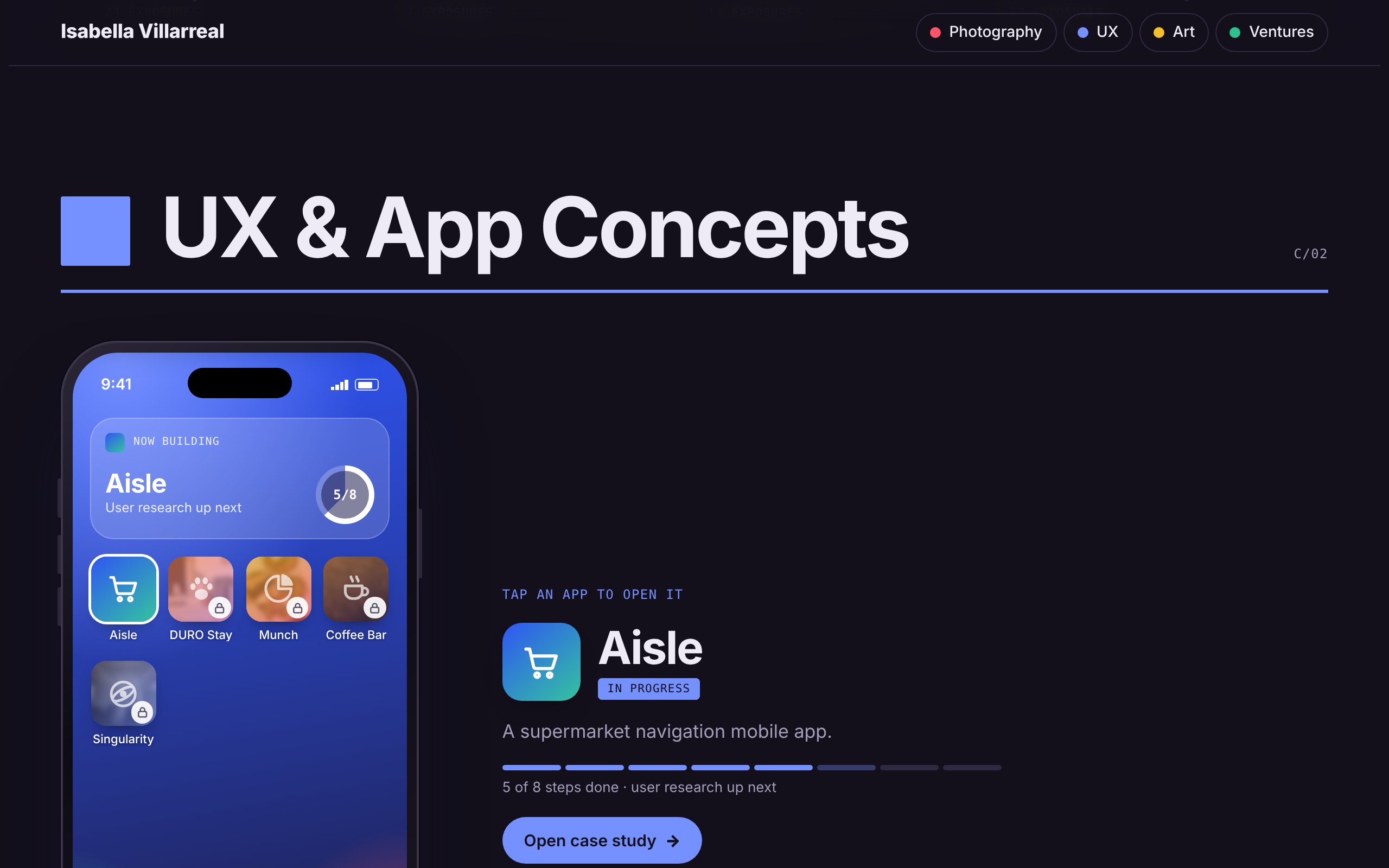 UX section, first version